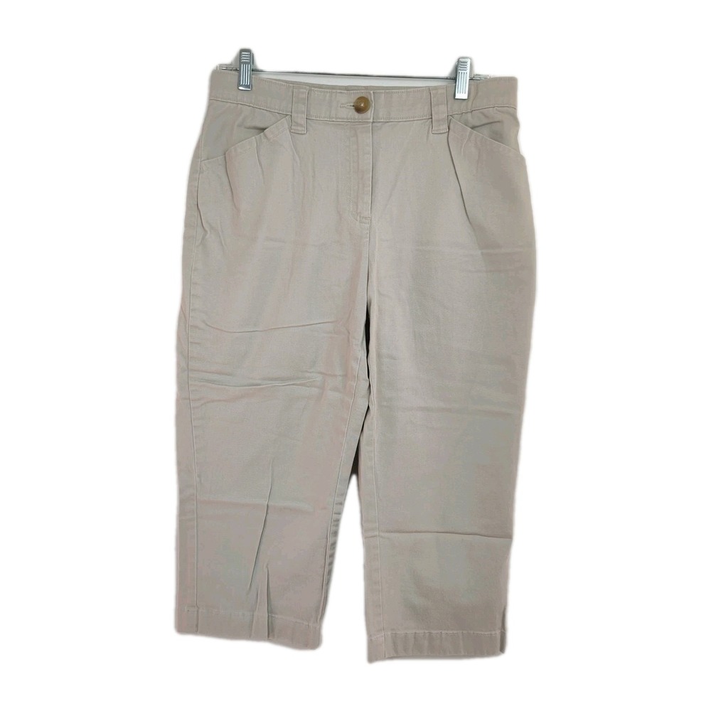 L.L. Bean Capri Khaki Pants Women's Size 12 Petite Tan Classic Fit Straight Leg